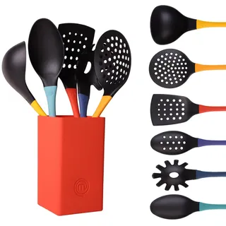 Masterchef Küchenutensilien mit Halter, Küchenhelfer, Einschließlich Kochlöffel Set, Backutensilien Antihaftbeschichtetes, Kratzfestes und Hitzebeständiges Kochgeschirr