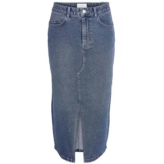 Noisy May Damen Nmkath Nw Slit Midi Skirt Vi477mb Noos Rock, Medium Blue Denim, XS EU