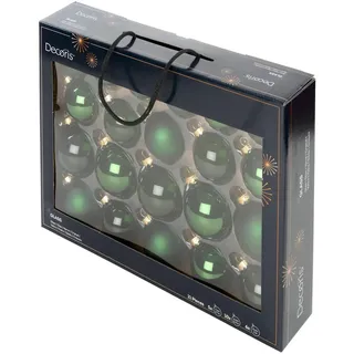 Christbaumkugel-Set , Grün , Glas , 21-teilig , 7.00x7.00x7.00 cm , FSC Mix , Dekoration, Weihnachtsdekoration, Christbaumschmuck, Christbaumkugeln