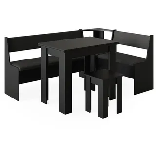 Vicco Eckbankgruppe Roman Schwarz 180 x 120 cm mit Tisch, Model 40260 - Schwarz
