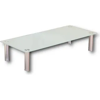 HOOZ TV-Board TV-Rack Glas mit 17 cm Aluminiumfüßen perfekt geeignet als Fernsehtisch oder Bildschirmständer, Weiß-Glas - 80 x 35 cm - Weiß
