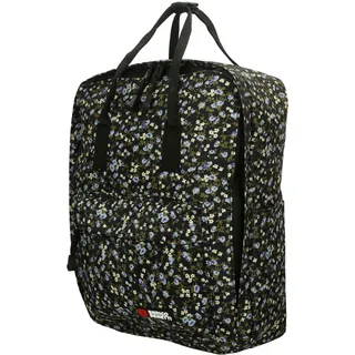 Christian Wippermann hochwetiger großer Herren Damen Rucksack City Bag Cityrucksack Tasche Blumen-Schwarz - Schwarz