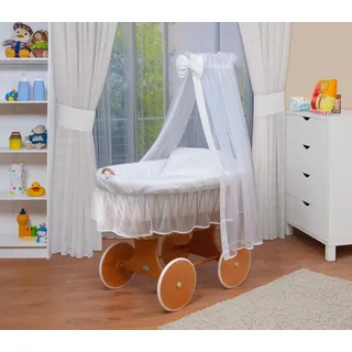 WALDIN Baby Stubenwagen-Set mit Ausstattung,XXL, Bollerwagen, komplett,weiß/weiß,Gestell/Räder lackiert - Weiß