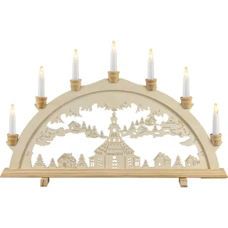 SAICO Lichterbogen LED 3D XXL Altstadtromantik Holz 112 cm warmweiß natur