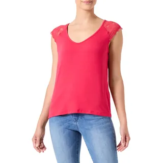 ONLY Damen Onlpetra S/S Lace Mix Top Cs JRS T-Shirt, Rot, L EU