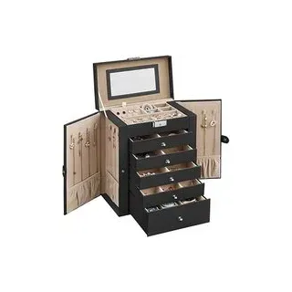 SONGMICS Schmuckkästchen schwarz, beige 26,0 x 15,5 x 32,0 cm, 1 St.