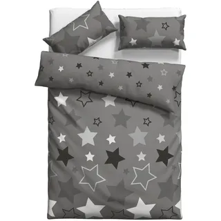 my home Bettwäsche »Dreamer in Gr. 135x200 oder 155x220 cm, ideal für Weihnachten« 2 tlg. Fleece kuschelig warm im Winter, Weihnachtsbettwäsche, Winter, grau