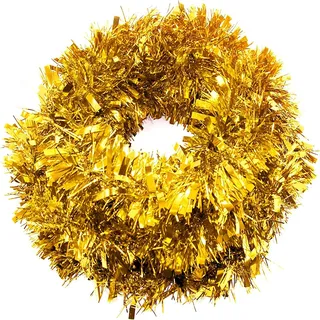 SHATCHI Lametta-Girlande für Weihnachtsbaum, goldfarben, 1,8 m, 4 Stück, PVC, Gold, 30