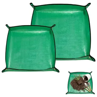 LILIXI 2 Stück Pflanzmatte, Pflanze Umtopfmatte 100 cm / 68 cm, Wasserdicht Pflanzunterlage,Faltbare Pflanzenmatte Umpflanzmatte für Düngung im Zimmerpflanzen und Außenbereich (Grün)