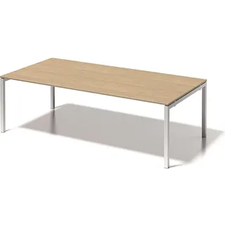 BISLEY Cito Chefarbeitsplatz/Konferenztisch, 740 mm höhenfixes U-Gestell, Metall, Mp396 Dekor Ahorn, Gestell Verkehrsweiß, 120 x 240 x 85 cm