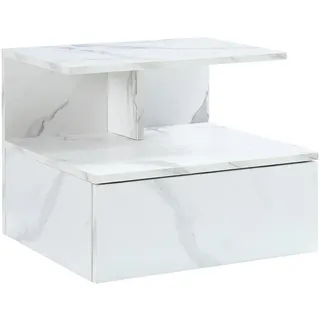 [en.casa] Wandschrank Amberg , Perlmutt , Holzwerkstoff , Marmor Optik , 1 Schubladen , Rechteckig , 40x31x35 cm , Wohnzimmer, Regale, Wandregale