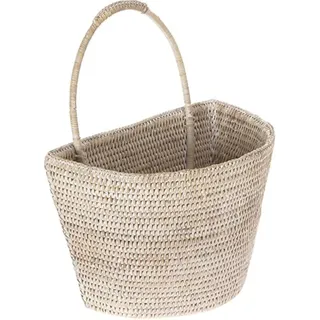 Kouboo La Jolla Rattan-Wandkorb, honigbraun, klein, Rattan und Korbweide, White Wash, Large
