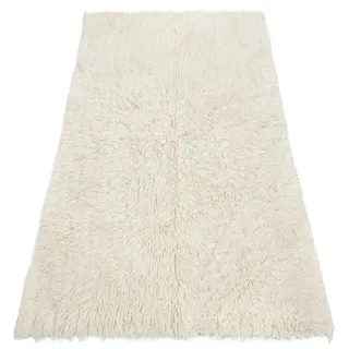 RugsX Flokati Wollteppich 150 x 200 cm Beige/Weiß