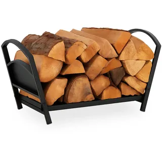 Relaxdays Kaminholzkorb Metall 33 x 66 x 30,5 cm klappbar Schwarz