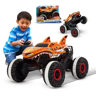 Hot Wheels Monster Trucks Ferngesteuertes Auto Tiger Shark, mit 'Terrain Stomp' Technologie für tierähnliche Bewegungen, Wheelie Modus für Drehen auf 2 Rädern, Spielzeug ab 4 Jahre, HGV87