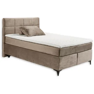 Stella Trading NAVARRA 6 Boxspringbett 140x200, Stone - Bequemes Doppelbett mit 7-Zonen-Federkern Matratze & Kaltschaum Topper - 143 x 113 x 210 cm (B/H/T)