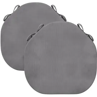 PRIMEPATIO Sitzkissen Stuhl Indoor, Hochdichter Schaumstoff-Stuhlauflage für Küchenstuhl, Esszimmerstuhl und Outdoor Gartenstuhl mit Bändern und Waschbar Bezug, Stuhlkissen 40x40x5cm 2er-Set, Hellgrau