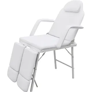vidaXL Kosmetikstuhl Tragbar Kunstleder 185×78×76 cm Weiß - Weiß