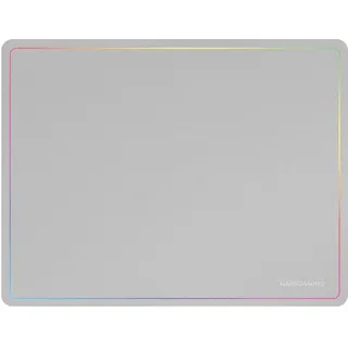 Mars Gaming MMP124, Gaming-Mauspad 360x260mm, Regenbogen-Randdesign, rutschfeste Naturkautschuk-Basis, hochpräzise Nanotextil-Oberfläche, Flexibles Mauspad, Weiß
