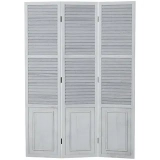 Homestyle4u 3 fach Paravent Raumteiler, Holz Trennwand spanische Wand Sichtschutz grau 1363