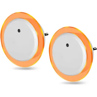NORTHPOINT LED Nachtlicht Bernsteinweißes Licht 2er-Set Rund mit Dämmerungssensor & USB-Anschlüssen