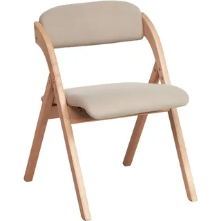 Mid.you Armlehnstuhl , Naturfarben, Beige , Holz, Textil , Buche , massiv , Flachrohr , 52x78x53 cm , faltbar , Holzmöbel, Sitzgelegenheiten Holz, Holzstühle