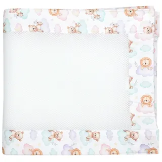 TupTam Bettumrandung Babybett 3D Mesh Nestchen – Gitterstäbe Schutz Netz 2er, Farbe: Löwe und Bär, Größe: ca. 128 x 30 cm (für Babybett 140x70)