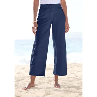 7/8-Strandhose BEACHTIME BY LASCANA, Damen, Gr. 44/46, N-Gr, blau (marine), Jersey, Obermaterial: 95% Baumwolle, 5% Elasthan, unifarben, figurumspielend 7/8-Länge, Hosen 7/8-Strandhose, aus weichem Jersey, Wide-Leg, Jogginghose, Relaxhose, Topseller