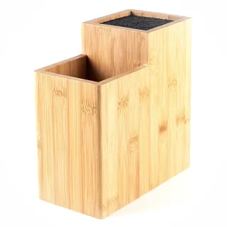Hanseküche Messerblock - Messerhalter ohne Messer aus Holz Messerbrett (Bambus Braun, Quadratisch Gerade)
