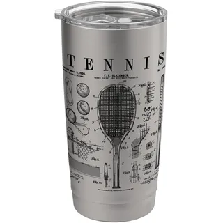 Tennisschläger und Ball Old Vintage Patent Print Doppelwandiger Edelstahl-Thermobecher