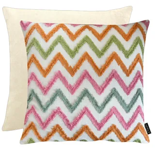 Dekokissen APELT "Ravenna", natur, rose, grün, bestickt, B:46cm H:0,5cm L:46cm, Bezug: 75% Polyester, 25% Baumwolle, Dekokissen_Sitzkissen_Kissenhüllen, Dekokissen, Samtabseite