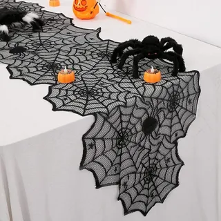 Halloween Tischläufer Spinnennetz 45 x 180 cm Tischdeko für Halloween Deko