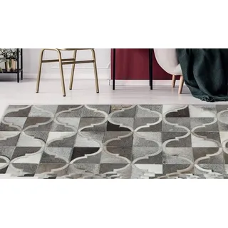 Fellteppich KAYOOM "Lavish 310 Lederteppich" Gr. 3, grau, B:120cm H:8mm L:170cm, Leder, Teppiche, Fellteppich, Patchwork-echtes Leder-Fell, Wohnzimmer