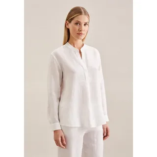 Klassische Bluse SEIDENSTICKER "Schwarze Rose", Damen, Gr. S(36), weiß, 100% Leinen, unifarben, regular fit, ohne Ausschnitt, Blusen Klassische Bluse, Tunika Garnfärber