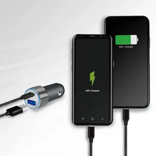 Logilink USB Kfz Ladeadapter 36 W 1x USB-C PD, 1x USB-A QC Grau/Silber