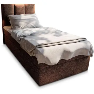 masseno Boxspringbett Meril 100 100x200 cm mit Matratze und Topper, Polsterbett mit Bettkästen Braun SAWANA 16 - Braun