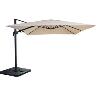 Mendler Gastronomie-Ampelschirm HWC-A96 300 x 300 cm beige inkl. Ständer