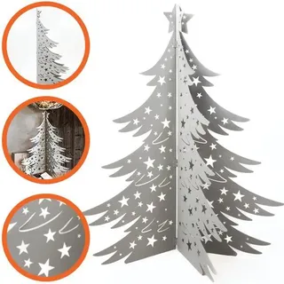 3D-Weihnachtsbaum aus pulverbeschichtetem Stahl H100 cm – Faltbare Metall-Dekoration mit Scharnieren, Weiß