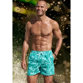 Badeshorts H.I.S, Herren, Gr. S (46/48), N-Gr, blau (türkis bedruckt), Recycling-Polyester, bedruckt, Badehosen Badeshorts, mit modischem Aufdruck, Topseller