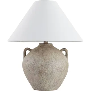 HOME DELUXE Große Tischlampe in Steinoptik RITA - Weiß | Tischleuchte Schreibtischlampe Nachttischlampe - Weiß