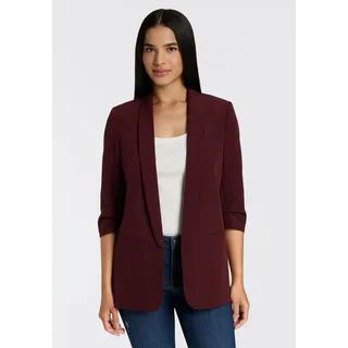 Kurzblazer ONLY "ONLELLA – Femininer Blazer mit 3/4-Ärmeln und Raffung", Damen, Gr. 40, grün (port royale), Web, Obermaterial: 95% Polyester, 5% Elasthan, unifarben, V-Ausschnitt, Blazer Kurzblazer, regular fit, casual, Web, Kunstfaser, V-Ausschnitt