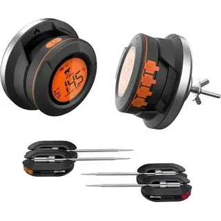 Digitale Grillthermometer - 4 Temperatuurmeters - App - Bluetooth - Perfekt für Fleisch, Fisch, Geflügel - inkl. Hitzeschild - für Grill, BBQ, Spaziergang - Schwarz