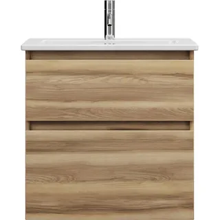 burgbad Lin20 Keramik-Waschtisch inklusive Waschtischunterschrank, 2 Auszüge, 630x415x622mm, SGHD063F5357C0001, Farbe: Frassino Dekor Cappuccino