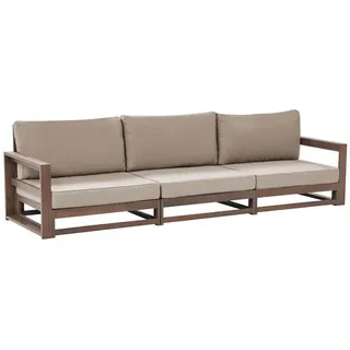Beliani Gartensofa 3-Sitzer zertifiziertes Holz dunkelbraun modular Auflagen taupe Timor Ii , 269x72x75 cm , FSC 100% , Gartenmöbel, Loungemöbel, Gartensofas & Loungesofas