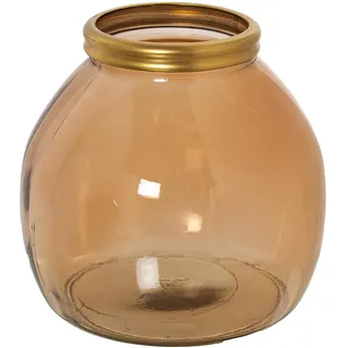 Recycelte Videovase in Braun mit Goldener Kante, 21 x 20 cm, Öffnung 10 cm