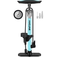 Hycline Fahrradpumpe Luftpumpe mit Manometer: 160 PSI Standpumpe für alle Ventile, für Bike, Reifen, Ball, Luftkissen Blau
