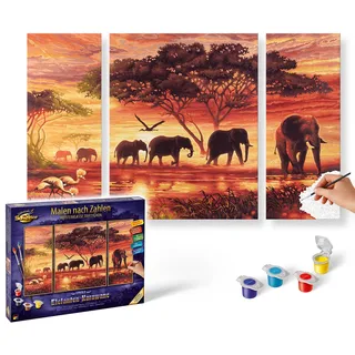 Schipper Malen nach Zahlen Triptychon - Elefanten-Karawane 