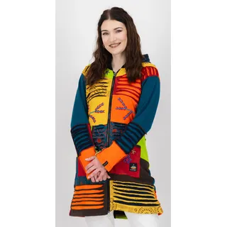 Fleecejacke DEPROC ACTIVE "Patchwork NUNAVUT LONG WMN", Damen, Gr. 36/38 (M), bunt (multicolor), Fleece, 100% Baumwolle, hüftbedeckend, Jacken Fleecejacke, auch in Großen Größen erhältlich