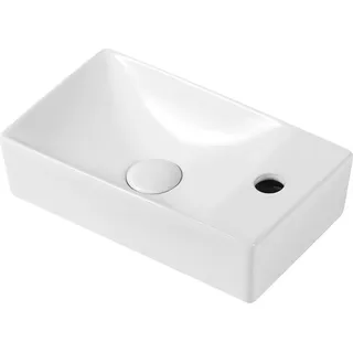 Design Waschtisch Gästebad Kleines Washbecken Handwaschbecken Hahnloch Rechts - Weiß