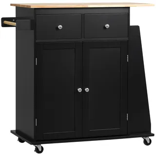 Kücheninsel - Küchenwagen - Servierwagen - Buffet-Schrank - Küchenschrank - Zweifarbig: Schwarz und Buche